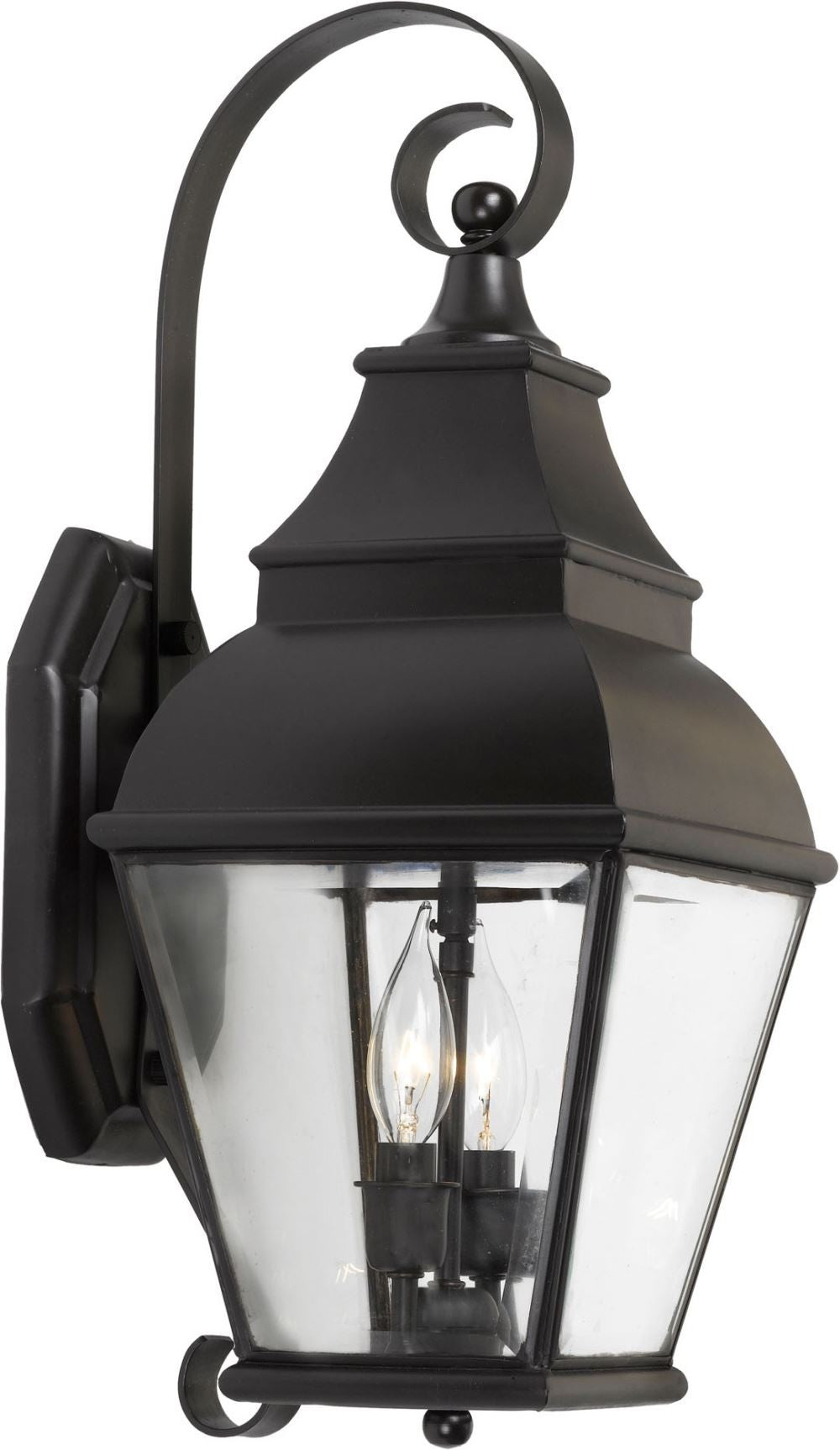 Bristol 2 Light Outdoor Wall Lantern In Charcoal and Beveled Glass