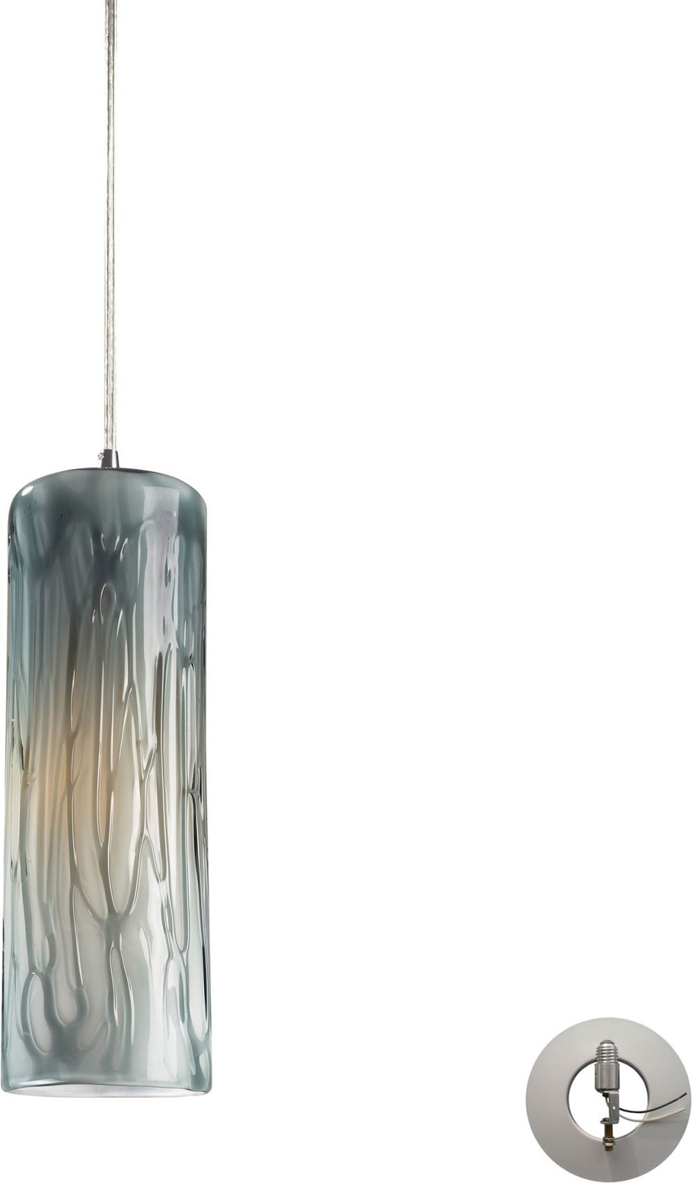 Maple 1 Light Pendant In Satin Nickel and Maple Dusk - Includes Recessed Lighting Kit