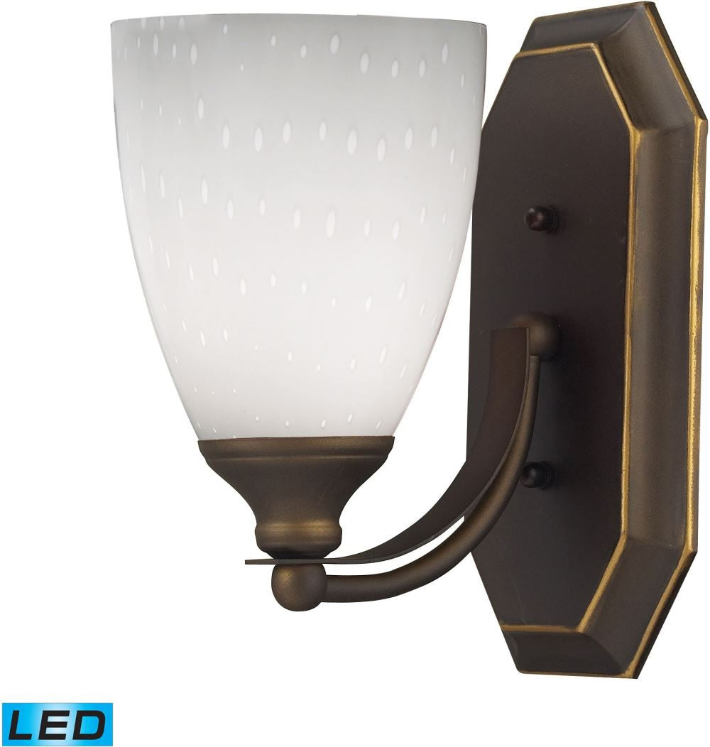 Bath and Spa 1 Light Led Vanity In Aged Bronze and Simple White Glass