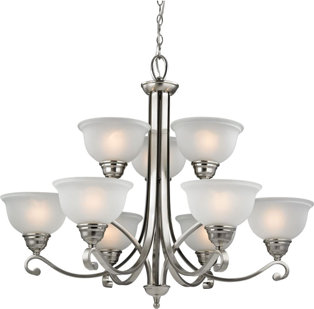 Hamilton 9 Light Chandelier In Brushed Nickel
