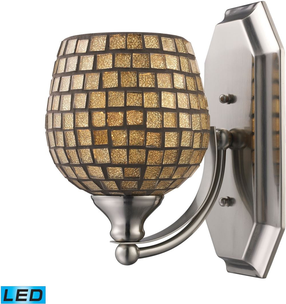 Bath and Spa 1 Light Led Vanity In Polished Chrome and Gold Leaf Glass