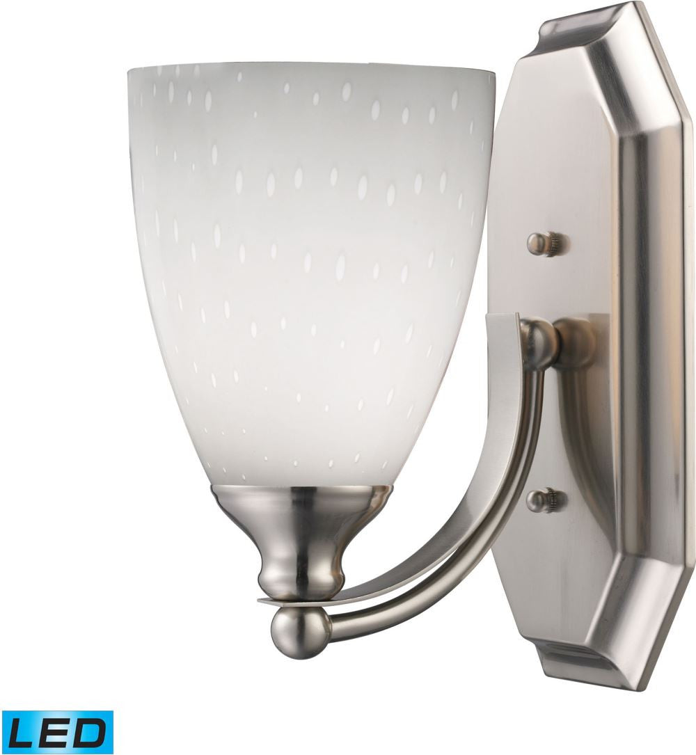 Bath and Spa 1 Light Led Vanity In Satin Nickel and Simple White Glass