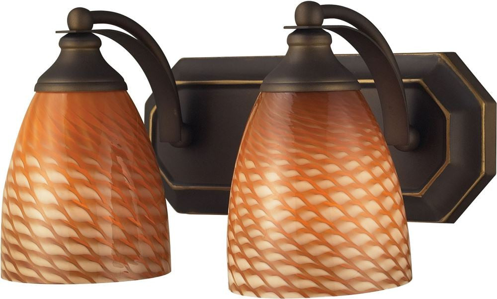 Bath and Spa 2 Light Vanity In Aged Bronze and Cocoa Glass