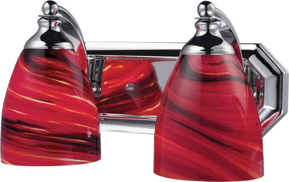 Bath and Spa 2 Light Vanity In Polished Chrome and Autumn Glass