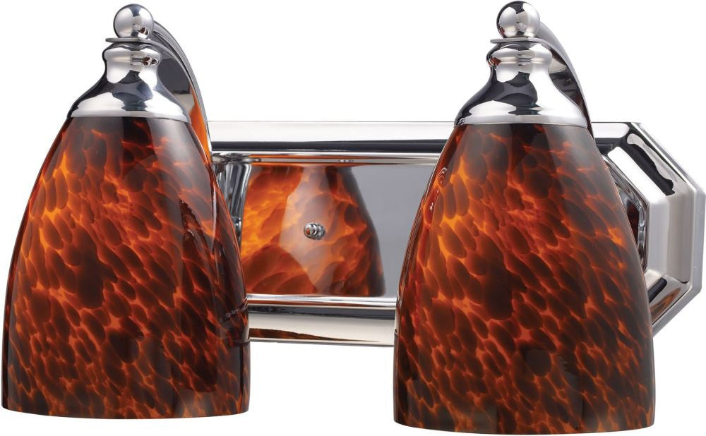 Bath and Spa 2 Light Vanity In Polished Chrome and Espresso Glass