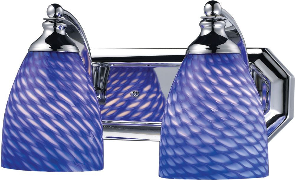 Bath and Spa 2 Light Vanity In Polished Chrome and Sapphire Glass