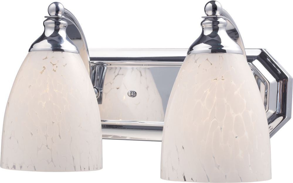Bath and Spa 2 Light Vanity In Polished Chrome and Snow White Glass