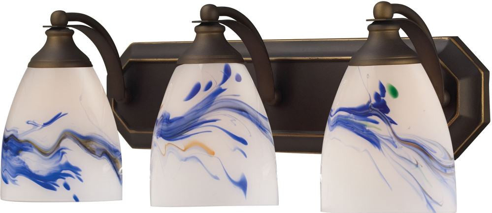 Bath and Spa 3 Light Vanity In Aged Bronze and Mountain Glass