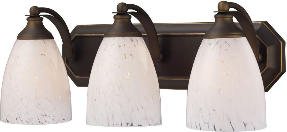 Bath and Spa 3 Light Vanity In Aged Bronze and Snow White Glass