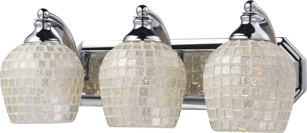 Bath and Spa 3 Light Vanity In Polished Chrome and Silver Glass