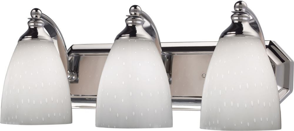 Bath and Spa 3 Light Vanity In Polished Chrome and Simple White Glass