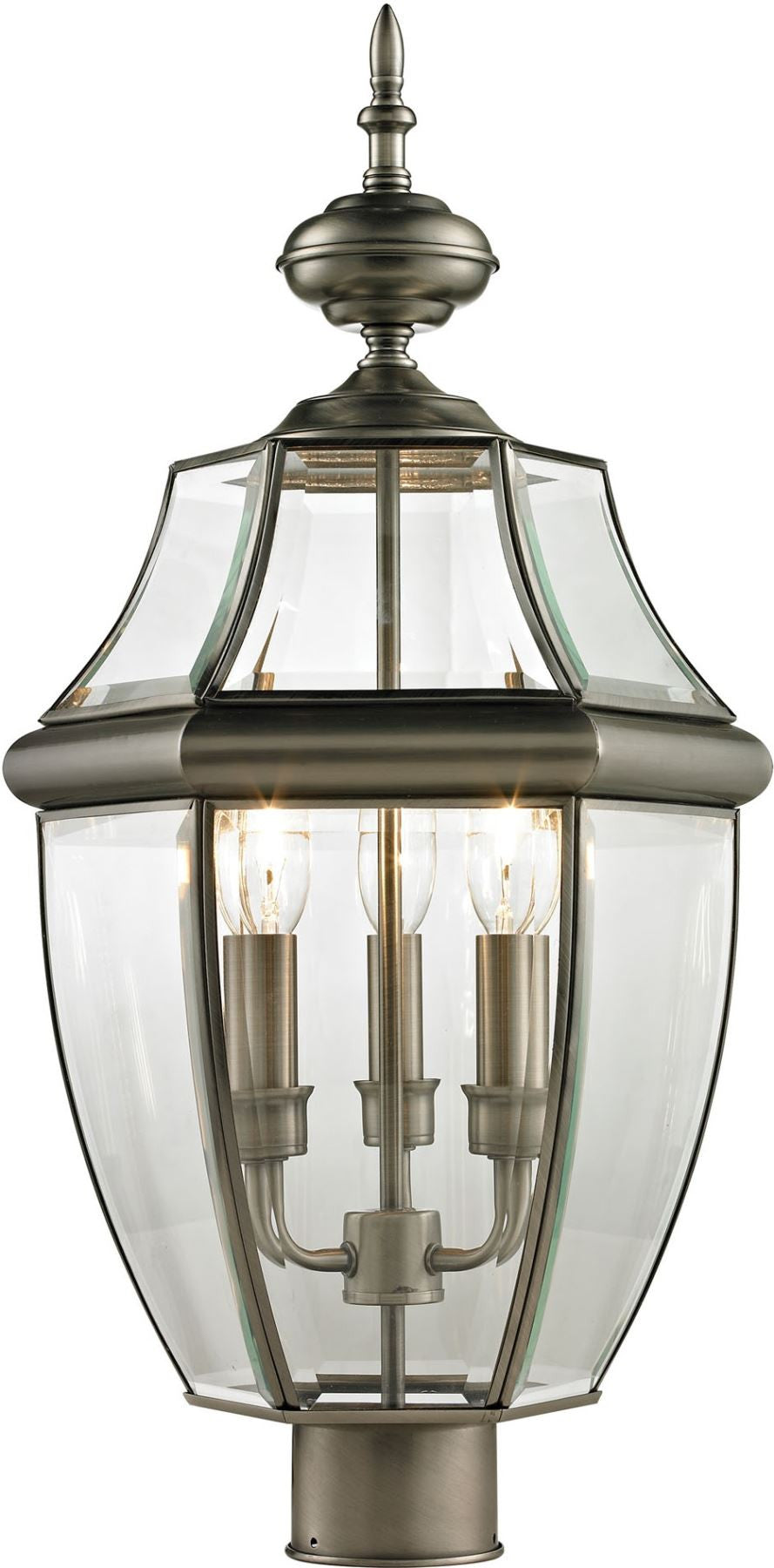 Ashford 3 Light Exterior Post Lantern In Antique Nickel