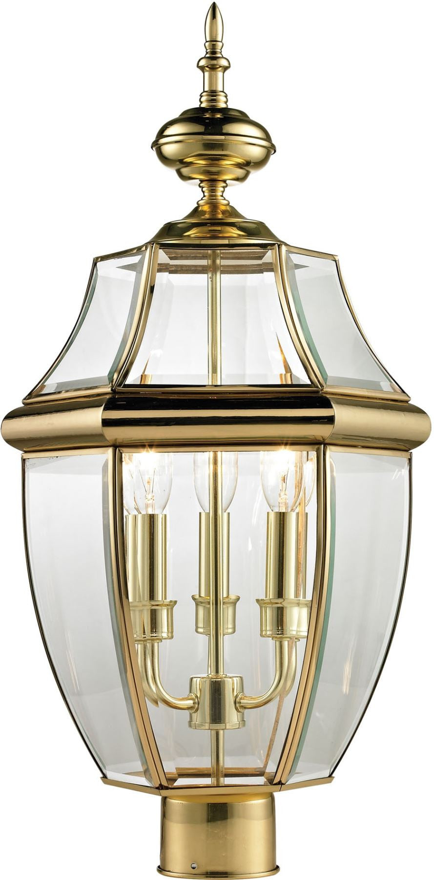 Ashford 3 Light Exterior Post Lantern In Antique Brass