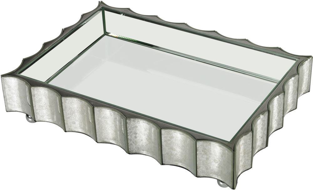Large Scalloped Edge Mirror Tray