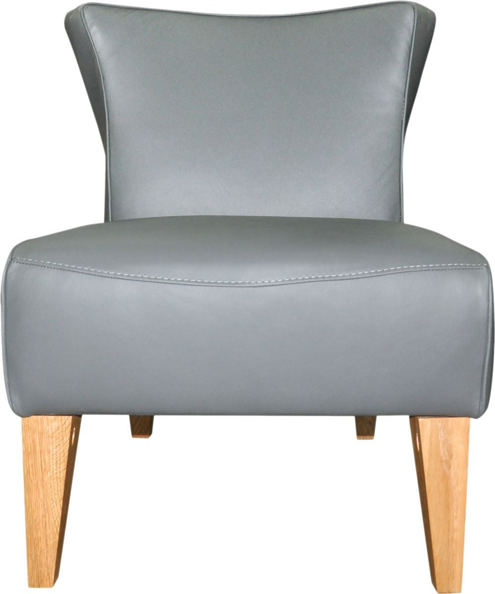 Quentin Leather Side Chair Grey