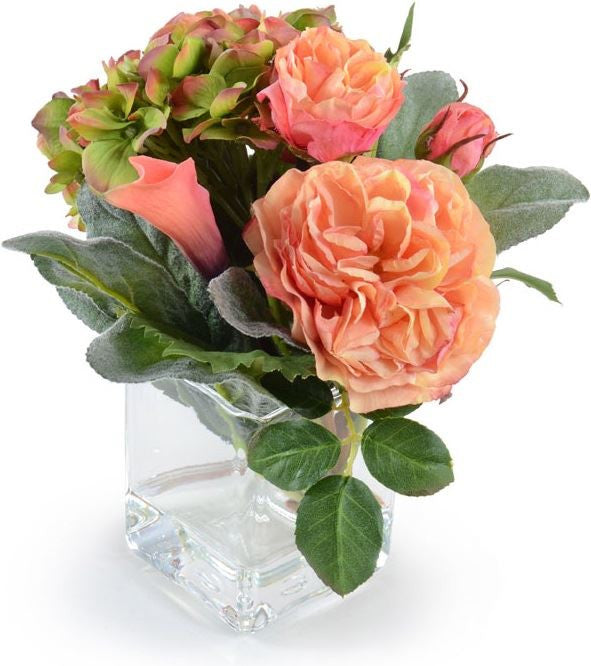 Hydrangea, Rose, Lamb's Ear Arrangement