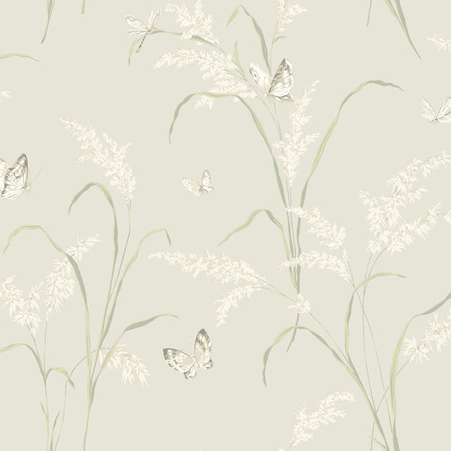 York AB1815 Black & White Tall Grass W/Butterflies Wallpaper