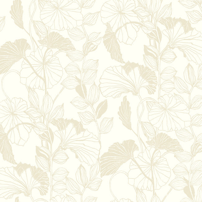 York AB1877 Black & White Leaf Outline Wallpaper