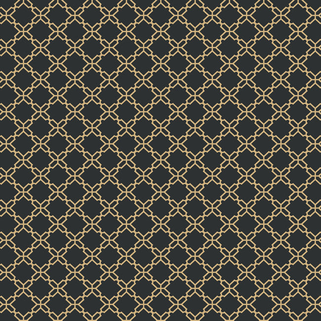 York AB2157 Black & White Geometric Trellis Wallpaper