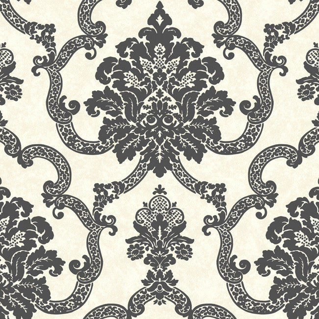 York AB2182 Black & White Decorative Damask Wallpaper