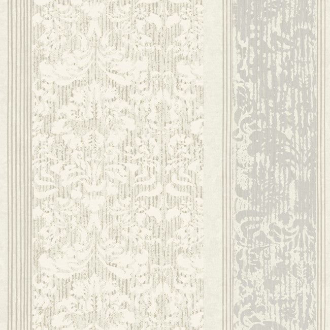 York AB2189 Black & White Damask Stripe Wallpaper