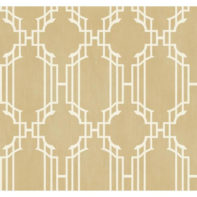 York AD8194 Orange & Yellow Book Trellis With Stripe Wallpaper