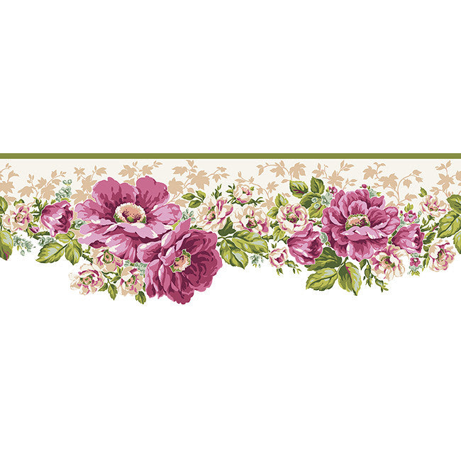 York Wallpaper AK7408B Ashford House Blooms Victorian Garden Border