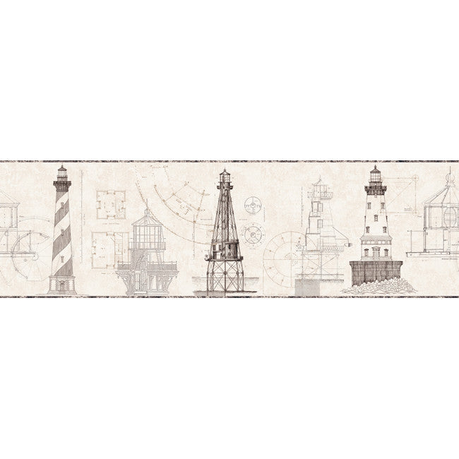 York Wallpaper AM8651BD American Classics Architectural Lighthouse Border
