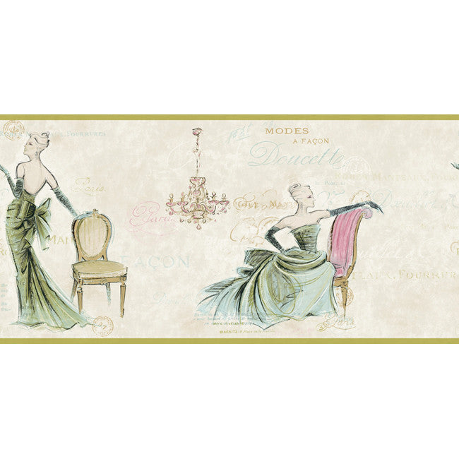 York Wallpaper AM8836B American Classics Coctail Party Border