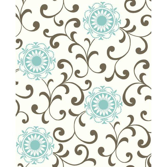 York AP7459 Blue Book Medallion With Scroll Wallpaper