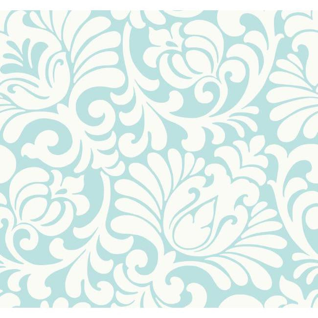York AP7498 Blue Book Tulip Damask Wallpaper