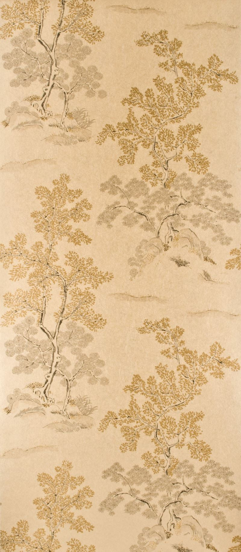 G P & J Baker Wallpaper BW45001.4 Oriental Tree Effects Taupe/Gold