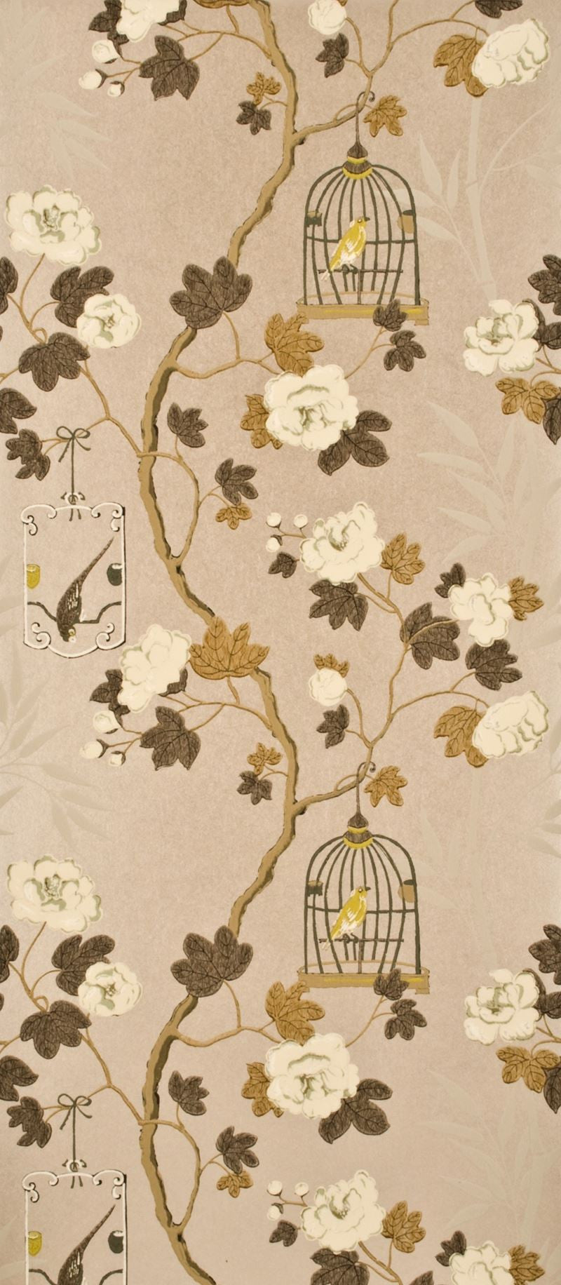 G P & J Baker Wallpaper BW45004.1 Songbird Effects Silver/Bronze