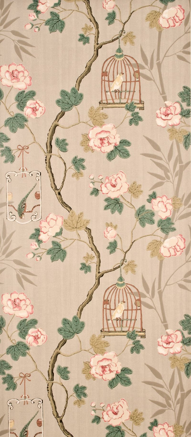 G P & J Baker Wallpaper BW45004.4 Songbird Silver/Rose
