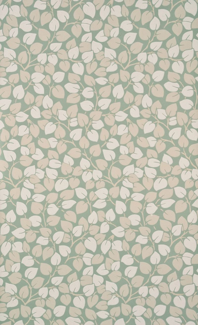 G P & J Baker Wallpaper BW45019.4 Voysey Leaf Aqua/Ivory