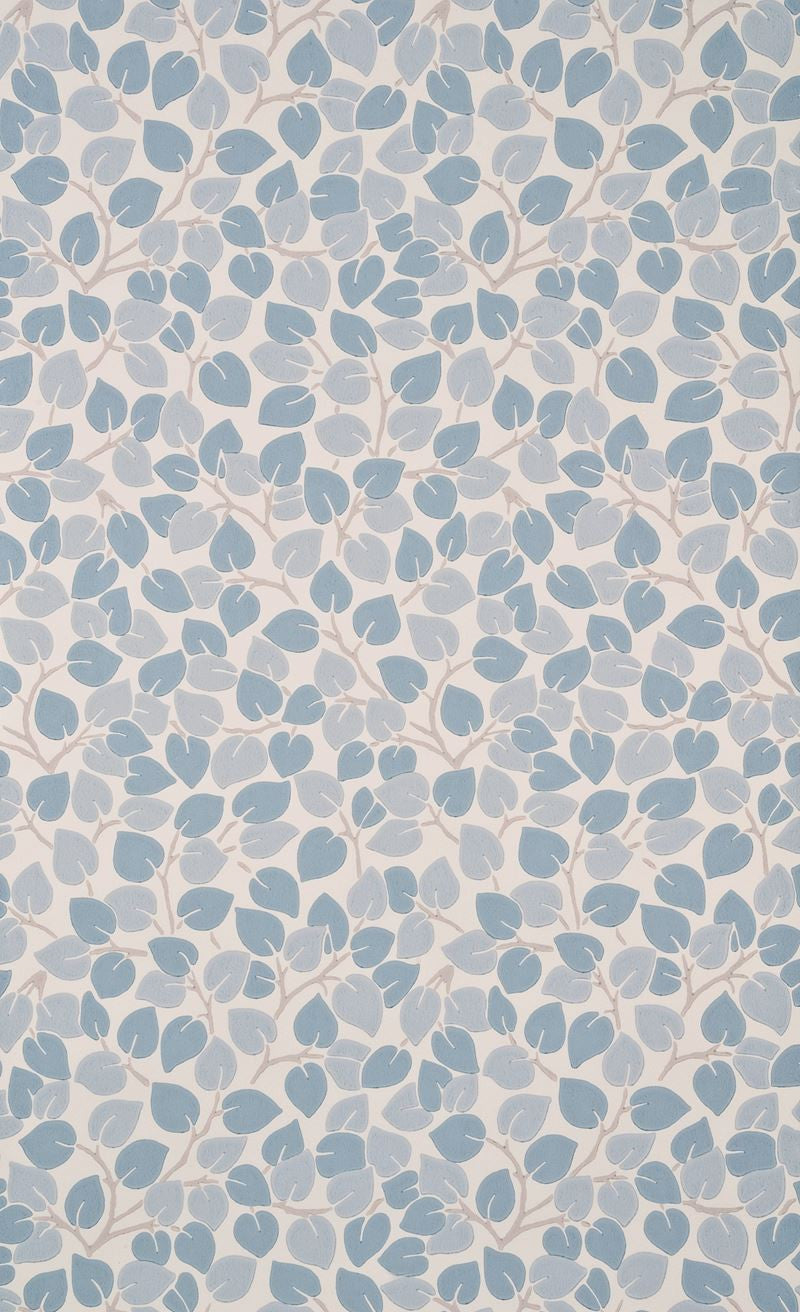 G P & J Baker Wallpaper BW45019.7 Voysey Leaf Delft/Ivory