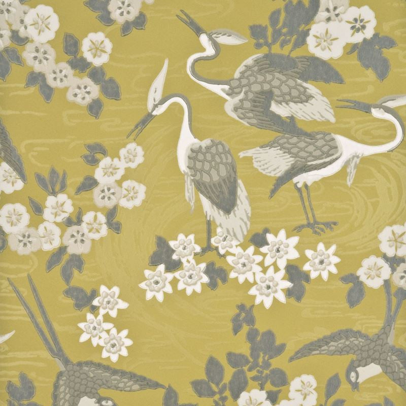 G P & J Baker Wallpaper BW45034.5 Herons Strong Yellow/Bronze