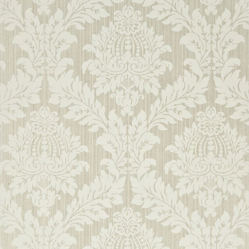 G P & J Baker Wallpaper BW45047.1 Lydford Damask White/Ivory