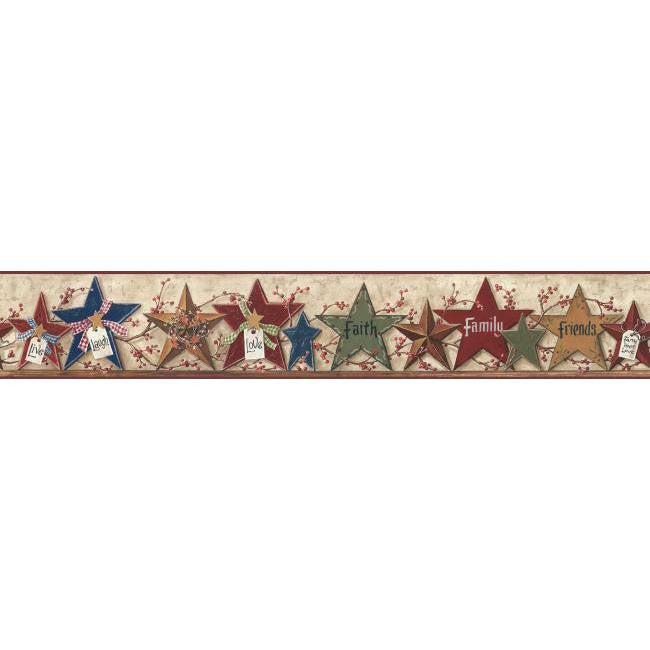 York Wallpaper CB5505BD Hearts & Crafts III Decorative Stars Border