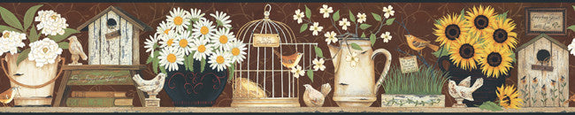 York Wallpaper CB5545BD Hearts & Crafts III Garden Shelf Border