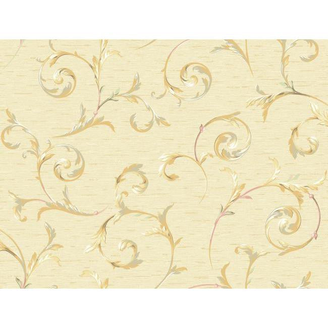 York CG5659 Orange & Yellow Book Scroll Trail Wallpaper