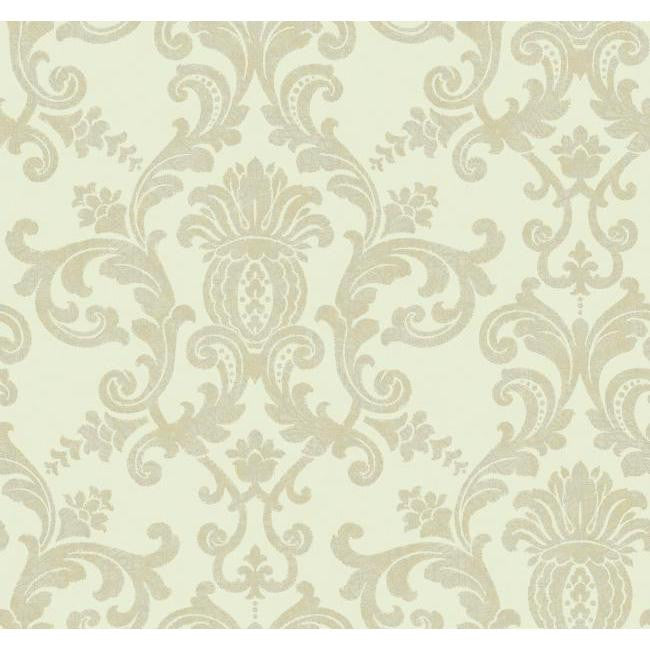 York DC1351 Beige Book Silk Damask Wallpaper