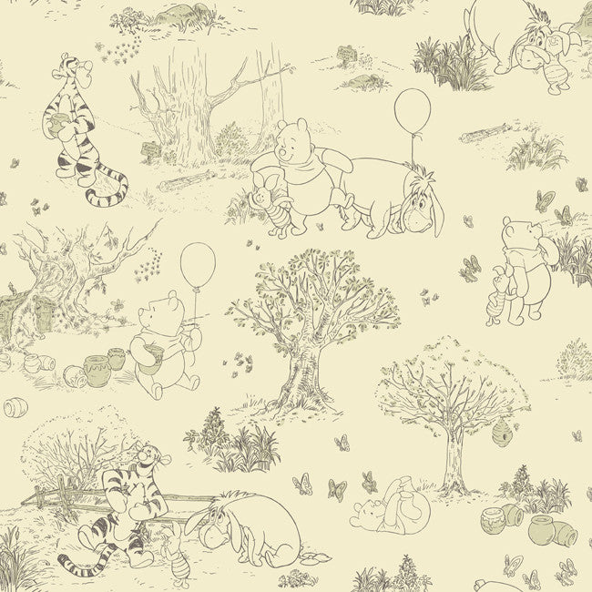 York DK5842 Kids Book Pooh & Friends Toile Wallpaper