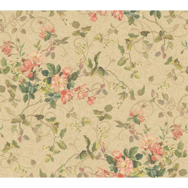 York GN2459 Pink & Purple Book Floral Branch Wallpaper