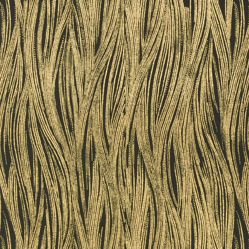 Groundworks Wallpaper GWP-3305.48 Currents Paper Ebony/Gold