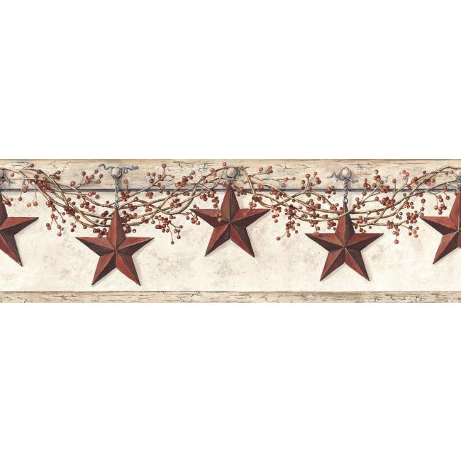 York Wallpaper HK4664BD Folk Heart II Hanging Star Border