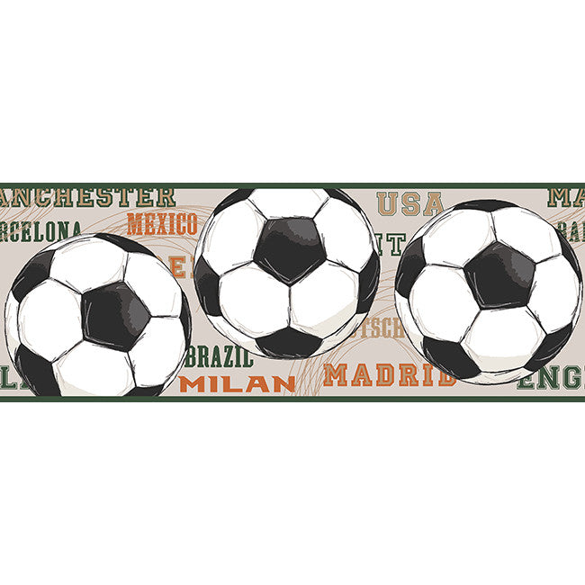 York Wallpaper JE3542BD Cool Kids Soccer Border