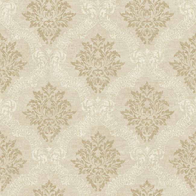 York JR5763 Sapphire Oasis Framed Damask Wallpaper
