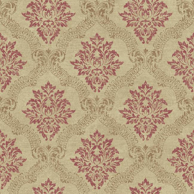York JR5764 Sapphire Oasis Framed Damask Wallpaper