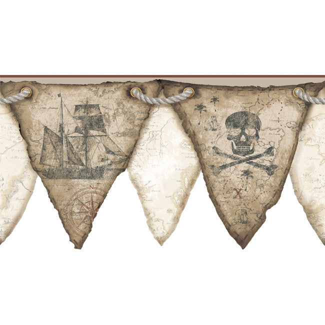 York Wallpaper KS2331BD Cool Kids Pirates Pennant Border